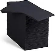 100 Linen-Feel Black Paper Napkins - Decorative Cloth-Like Black Dinner Napkins - Soft And Absorbent. For Kitchen, Party, Wedding, Bathroom Or Any Occasion. (Pack of 100)