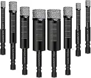 Larouoba 8pc Diamond Drill Bit, Masonry Drill Bits Set for Porcelain Tile Ceramic Stone Granite Marble Hex Shank Diamond Hole Saw Drill Bit with Size 3/16” to 5/8” (Black)