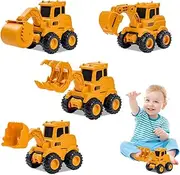 KBIBCK Construction Vehicles Toy, Pack of 4 Sand Toy, Digger Sandpit, Sandpit Toy, Tractor Bulldozer Diecast Vehicle, Children's Construction Site Vehicles, Excavator, for Children from 3 4 5 Years