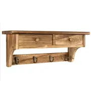 NNETM Rustic Elegance: Wall-Mounted Coat Rack with Shelf and Vintage Hooks