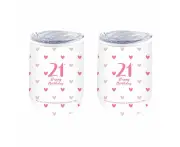 2PK LMD 21st Sweet Heart Double Walled Insulated Beverage Mug Drinkware 360ml