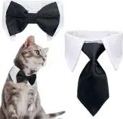 Dog Cat Tuxedo Collar, Cat Wedding Bowtie, Cat Bow Tie Tux Collar Costume Birthd