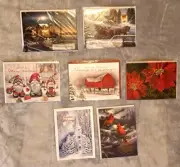 LOT OF 7 INDIVIDUALLY WRAPPED CHRISTMAS CARDS WITH COORDINATED ENVELOPES