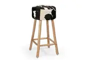 Amari Cowhide Kitchen Counter Bar Stool 78cm Wooden Legs
