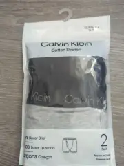 CALVIN KLEIN Boxer Brief Boy's 2-Pack Cotton Stretch Gray Black Print XL 16-18