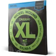D'Addario EXL165 5-String Nickel Wound Bass Guitar Strings, Custom Light, 45-135