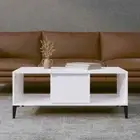Wooden Coffee Table High Gloss White Side Sofa Lounge Rectangle 90cm Wood