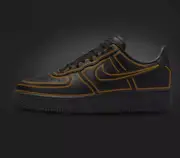 Custom Nike Air Force 1 Black Shoes 'Orange Cartoon Outline' Mens Womens Kids