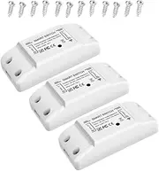 3Pcs WiFi and BT Smart Switch 10A 2200W Dual-Mode On/Off Device Voice Tuya APP Remote Control Timing Switch Smart Home Voice Control for Electric Appliances Universal Smart Home Automation Module