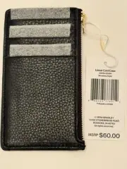 Vera Bradley Linear Card Case, BRAND NEW, Moonless Night (Black Leather)