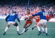 Ellery Hanley of Wigan rugby league in action, circa 1990 - Old Photo