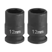 2pcs Deep Impact Socket 3/8" Drive by 12mm Metric 6 Point Socket 30mm Long