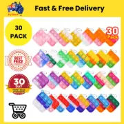 Pop Fidget Keychain It Mini Fidget Toys Bulk 30 Pack Party Favors for Kids 4-...