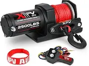 XPV AUTO 2500lbs Electric Winch 12V Synthetic Rope Nylon Towing Winches for ATV UTV Boat Trailer