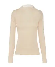 Prada Long-Sleeved Triangle Logo Knit Top IT40 snow White