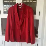 NWT Nanette Lepore Notch Lapel Blazer Womens Size 14 Cherry Red Jacket Stretch