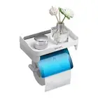 Paper Towel Holder with Shelf Adhesive Paper Towel Rack Toilet Roll Paper B5U1