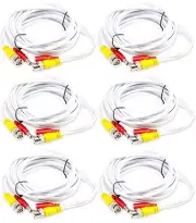6 Pack 25 Feet Pre made Video Power CCTV Cable for CCTV Camera System Connection