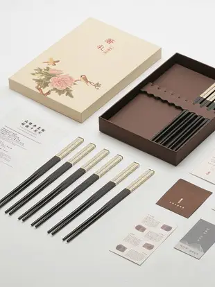 龍鳳呈祥紅木筷子10雙禮盒裝 黑檀木質家庭裝高檔婚慶禮品送老外