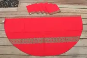 Vtg NWT De Witte Lietaer Red Green Acrylic 62" Tablecloth 5 Napkin Set Wanamaker