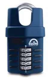 Squire DIE CAST ALLOY COMBINATION PADLOCK 60mm Head, 10x29mm Shackle BLUE