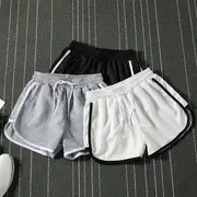 Couple Matching Drawstring Beach Shorts Black - L