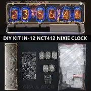 IN-12 KIT Nixie Tube Clock GOLD Acrylic Stand Temp F/C[WITH OPTIONS] BLACK BOARD