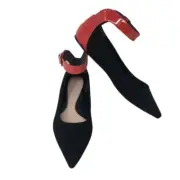 ALEXANDER MCQUEEN Suede Ballet Flats with Ankle Strap - UK 5/EU 38 - £460