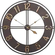 Outdoor Garden Wall Clock, 23 Inch Wrought Iron Retro Large Weather Resistant Garden Clock Giant Open Face Decoration Indoor Quartz Clock