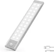 lexall Under Cabinet Light, 60LED Rechargeable Motion Sensor Light with Charging Station, Dimmable Closet RGB Bar, Magnetic Under Counter Lights for Kitchen, Safe Light (1 Pack)