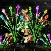 BlueFire 2 Pack Solar Garden Lights, Crystal Acrylic Water Drop Lights with 12 Bulbs, Waterproof Solar Lights Outdoor Patio Lights for Garden Lawn Patio Yard Wedding Party Decor(Multicolor)
