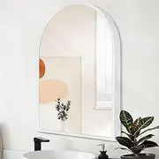 HLFMVWE Arch Wall Mirror 20"x16" Large White Bathroom Mirror Metal Frame Mirrors for Wall, Decoration Vanity Bedroom Entryway Living Room Room Home Decor