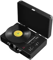 Vinyl Record Player - Bluetooth Retro Old Fashioned Small LP Turntables Phonograph RUA Audio (AUX),Black