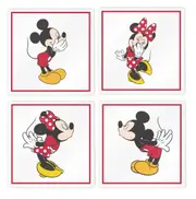 Disney Mickey and Minnie Mouse Cartoon Set of 4 Glass Coasters