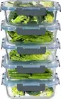 5-Pack 36 OZ Glass Meal Prep Containers with Airtight Lids, Microwave & Oven Saf