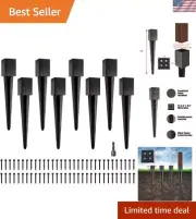 Pack of 8 4x4 Fence Post Anchor Ground Spike 24” Length Metal Black Powder Co...
