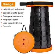 GGP Black And Orange Splicing Color Portable Outdoor Telescopic Folding Stool With 100 Weight Bearing Buckles, Lightweight And Compact Design, Perfect For Fishing, Camping, And Travel