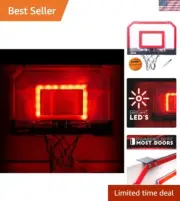 Portable Mini Basketball Hoop with Shatter-Resistant Backboard & LED Features