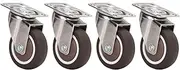 4PCS Heavy Duty Plate Casters, Soft Rubber Chrome Plated Shock 2in Caster Wheels, for Furniture