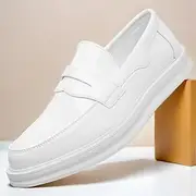 Men's White Faux Leather Penny Loafers – Sleek Casual and Formal Shoes for Business, Parties, and Everyday Wear