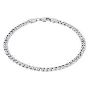 10K White Gold 3.5mm Miami Cuban Link Chain Mens Bracelet Italian Made 8.5"