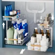 2 Pack Under Sink Organizers and Storage, Height Adjustable Under Sink Storag...