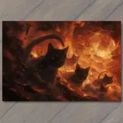 5x7" Cat from Hell Fire Evil Kitty Unusual Demon Devil Animal Funny Unusual