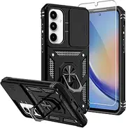 for Samsung Galaxy A35 5G Case,Galaxy A35 5G Case,with Screen Protectors and Camera Cover,[Military Grade] 16ft.Drop Tested Cover with Magnetic Kickstand Protective Case for Samsung A35 5G, Black