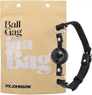 Doc Johnson Ball Gag in A Bag - Vegan Leather, Locking Buckle, Total Length: 26.5 in. (67.3 cm), Width/Diameter: 1.75 in. (4.4 cm), Black