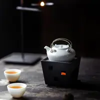 在飛比找ETMall東森購物網優惠-鐵藝溫茶器 溫酒煮茶器 蠟燭臺酒精燈架底座家用保溫小茶爐小火