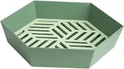 LABRIMP Fruit Plate Hexagon Vegetable Washing Basket Sink Draining Rack Green Draining Tray