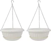2pcs Pot Pot Planter Pots for Indoor Plants Hanging Flower Pots Indoor Pot for Plants Indoor Wick Flower Pots Wire Holder Hanging Plants Container White Plastic Basket Flowerpot