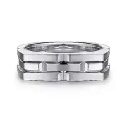 Sterling Silver Facet Men's Ring