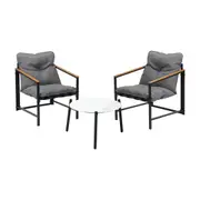 Livsip 3PC Outdoor Patio Furniture Set Bistro Sets 50CM Round White Marble Table